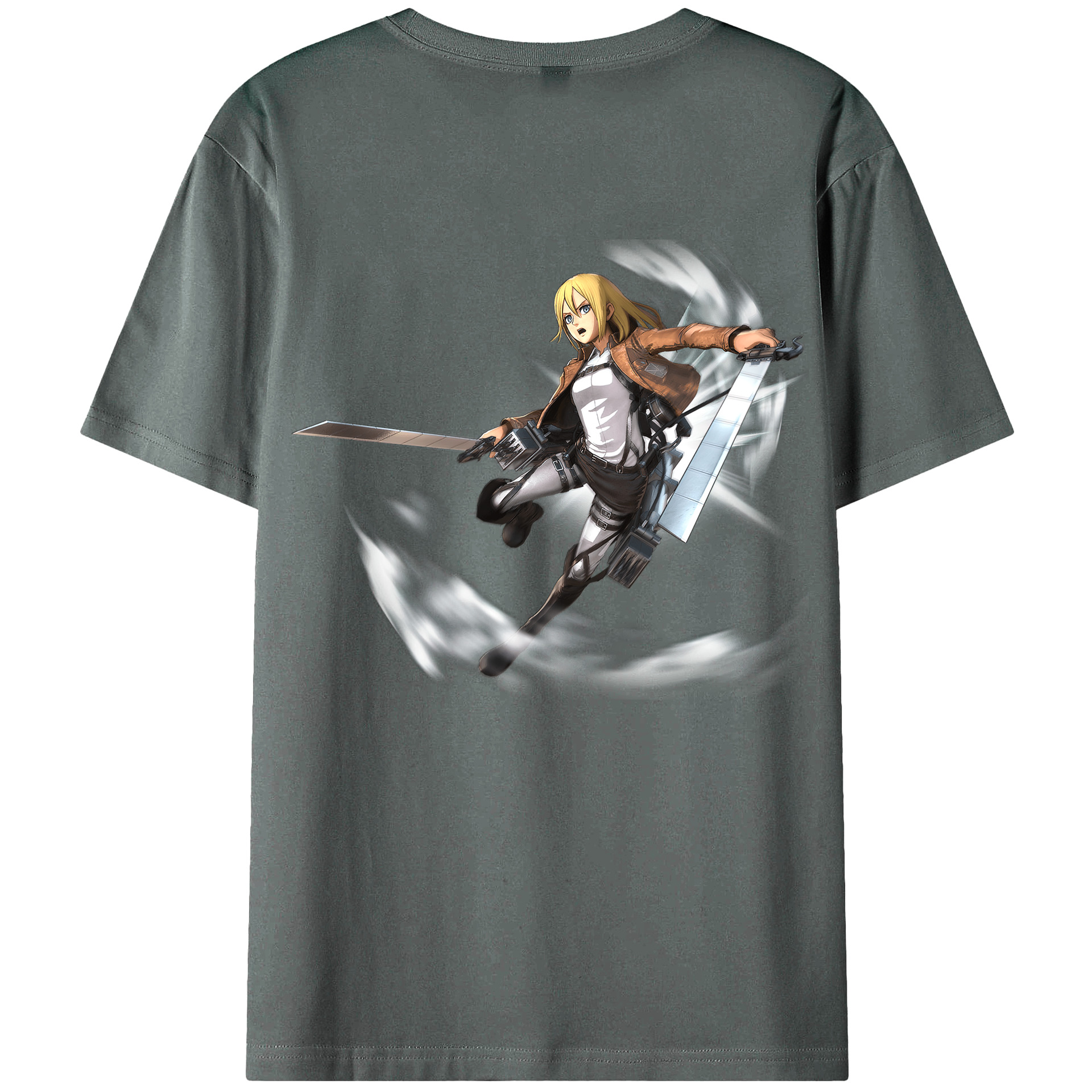 （画像用） 進撃の巨人 クリスタ·レンズ Attack on Titan Christa Lenz 綿100％半袖Tシャツ（背面プリント）